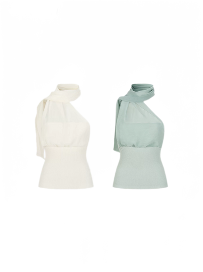 Mesh Scarf-style Tencel Knit Tube Top