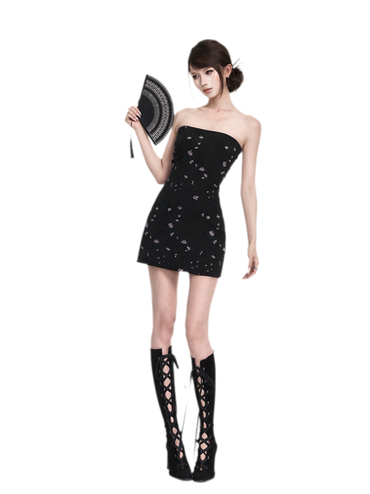 Black Iris Qipao Set