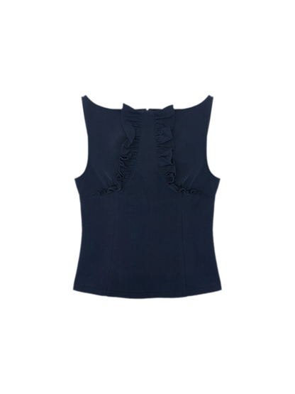 Ruffle Trim Fitted Top