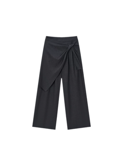 Twisted Overlay Wide-Leg Trousers