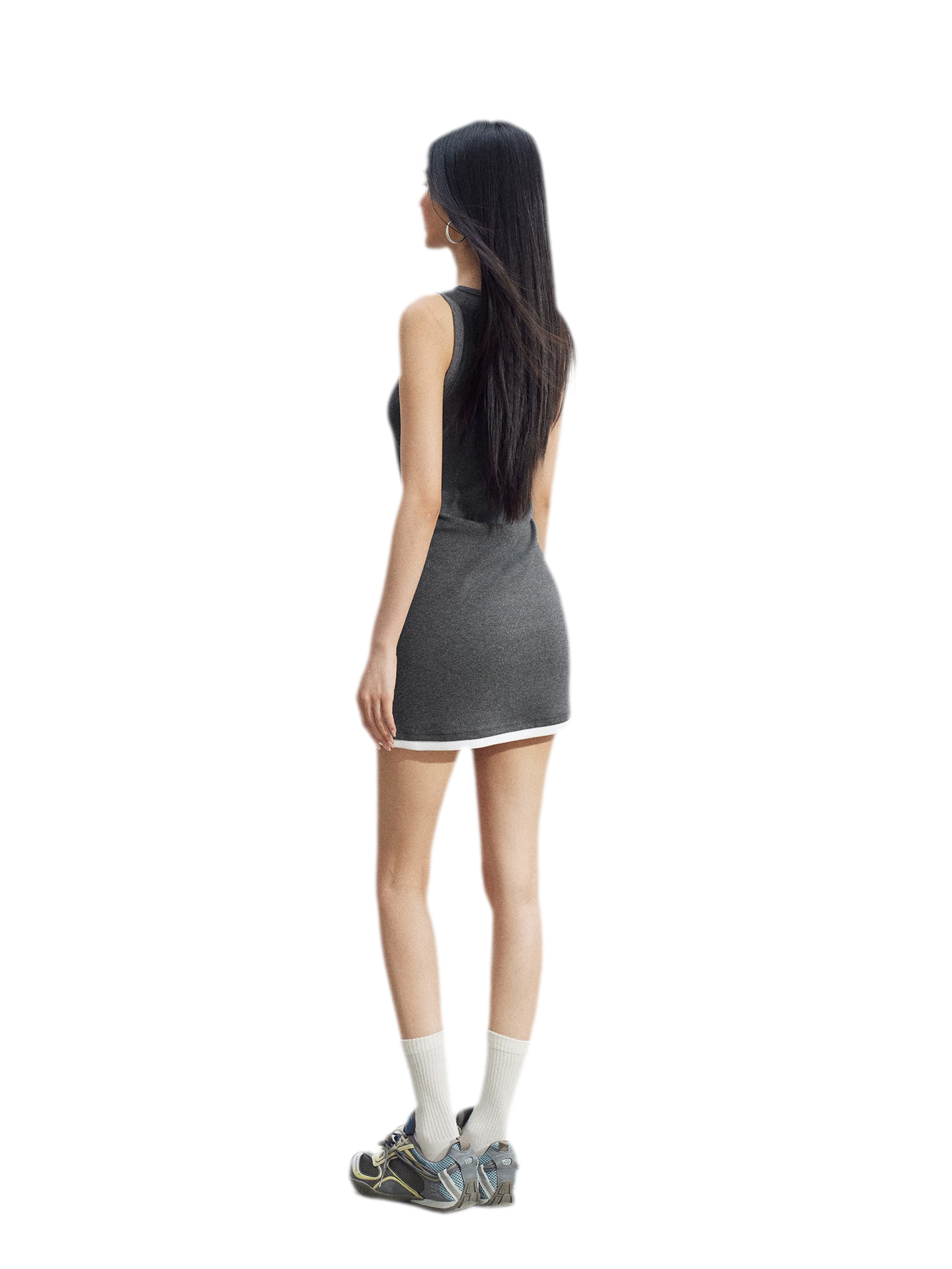 Contrast U-Neck Dress