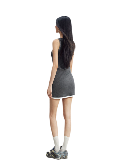 Contrast U-Neck Dress