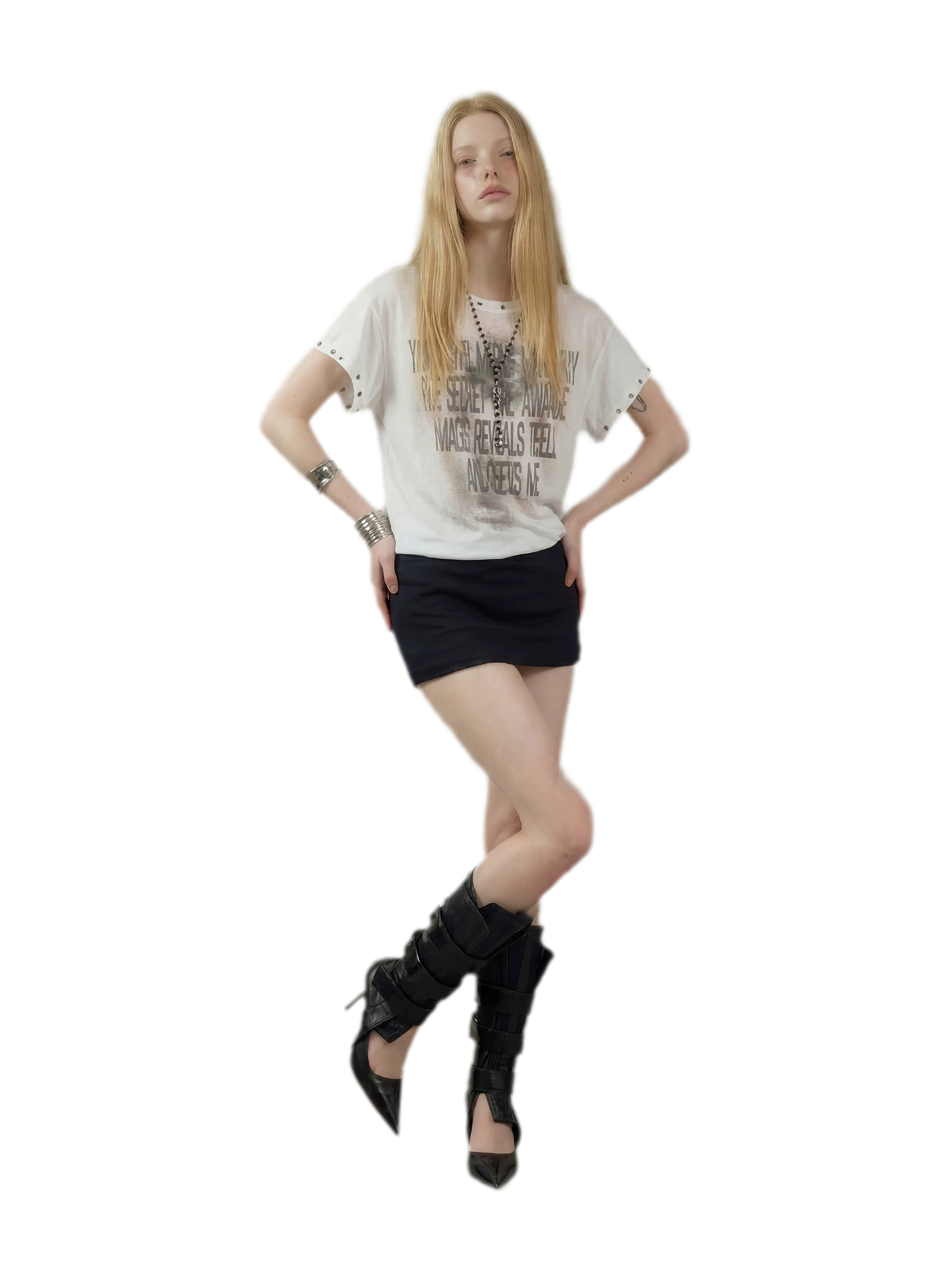 Studded Patchwork Graphic Dress