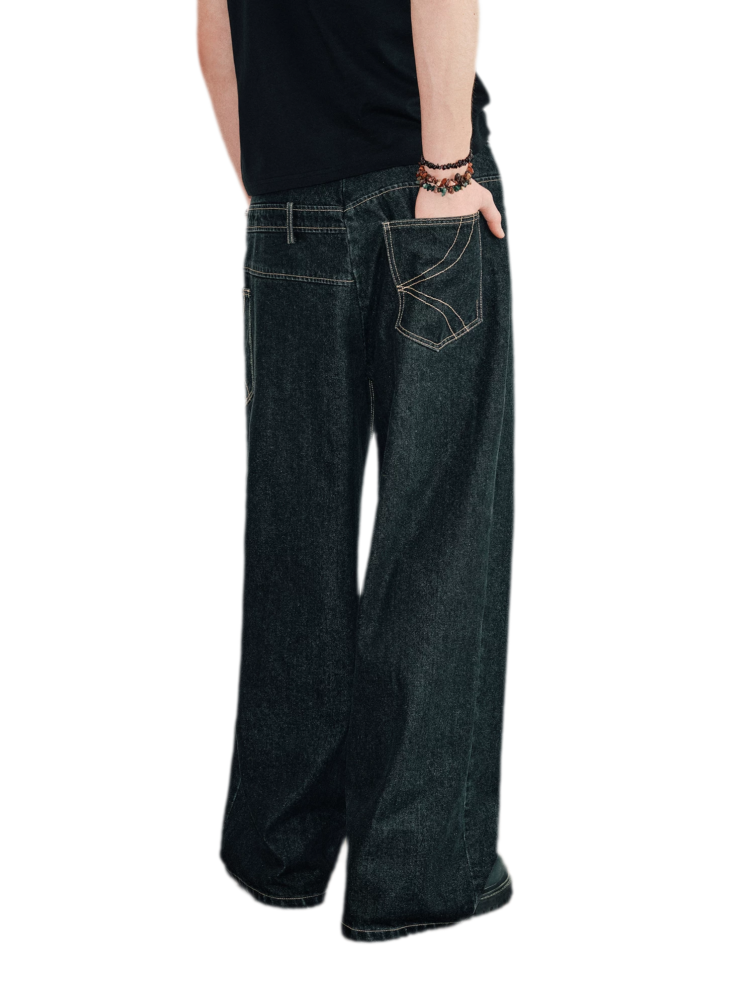 Deconstructed Straight-Leg Raw Denim Jeans