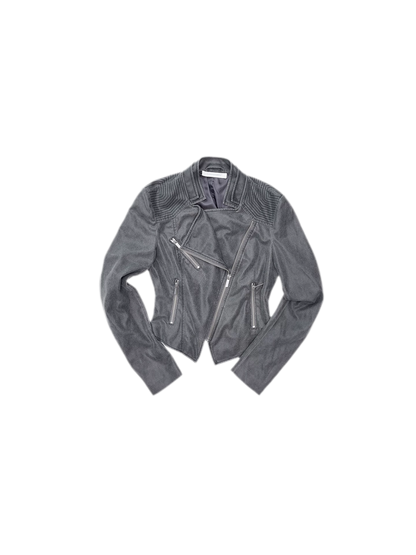 Washed Leather-Look Fitted Jacket