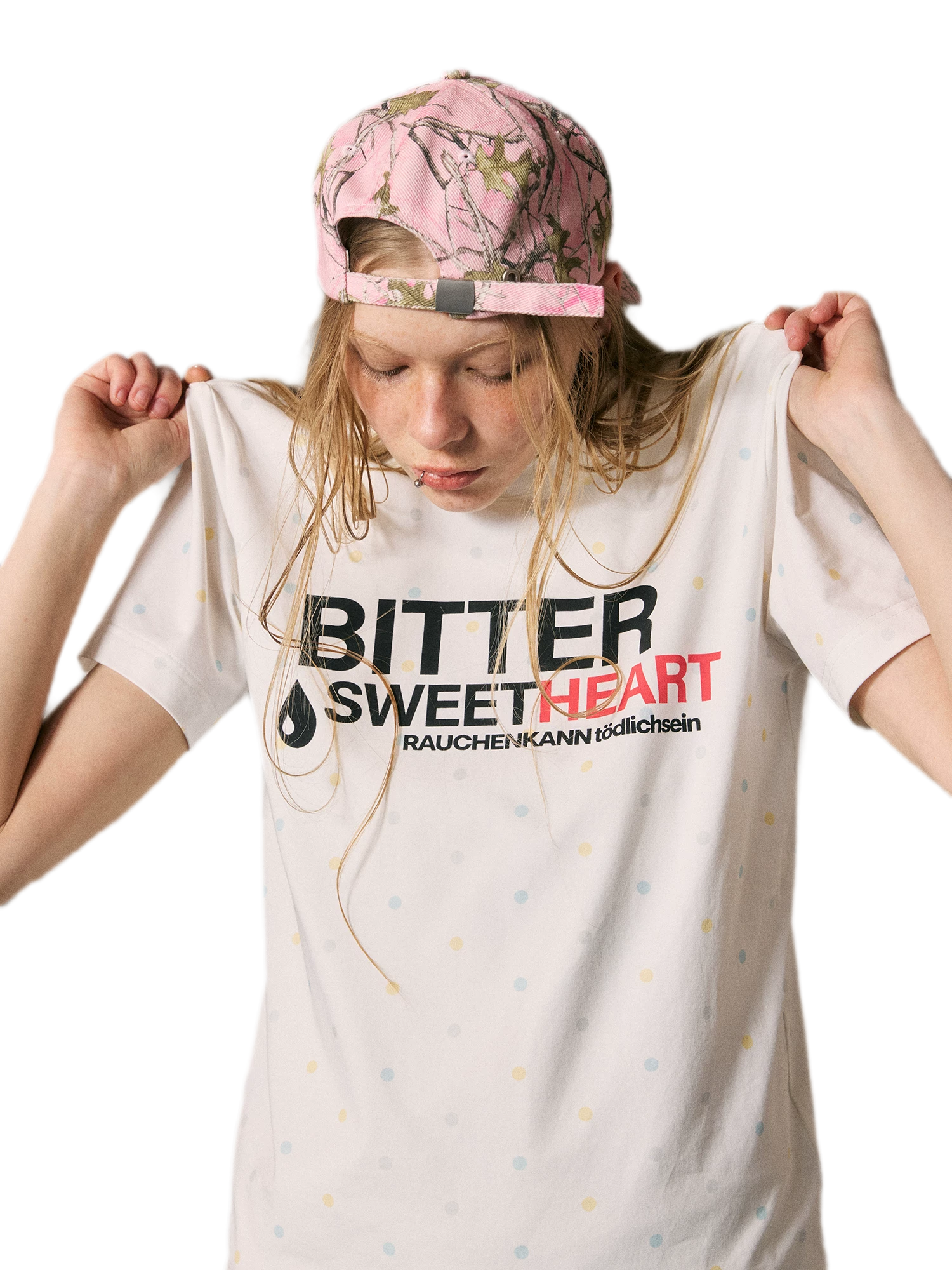 Colorful Polka-Dot Fitted T-Shirt