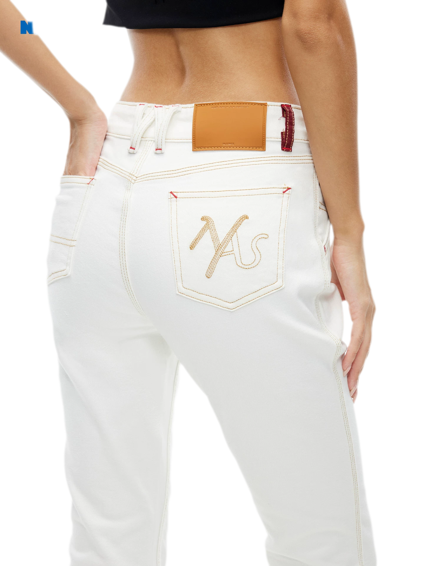 White Denim Jeans - Slim Fit Straight Leg