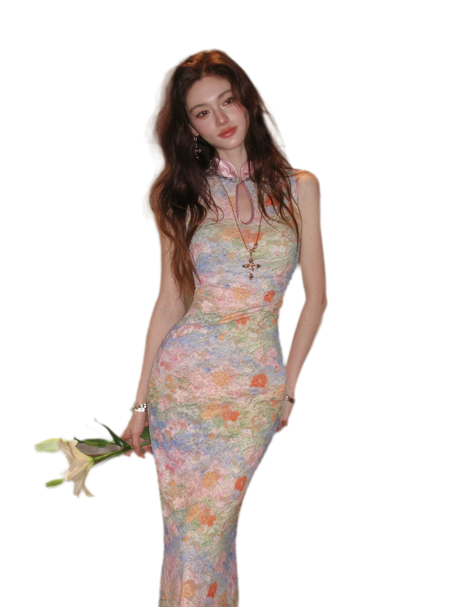 Spring Oil Painting Qipao Dress