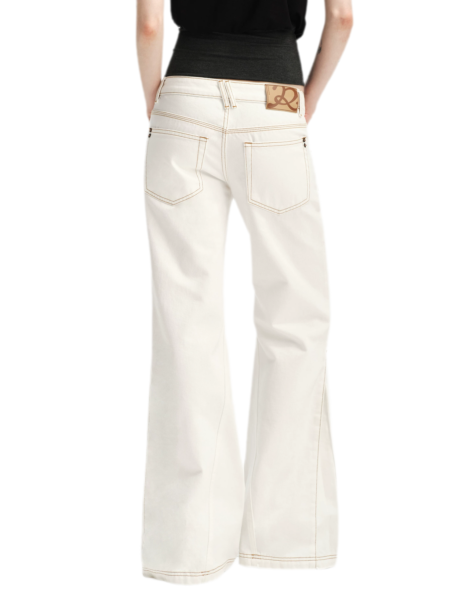 Contrast Stitch Flared Jeans