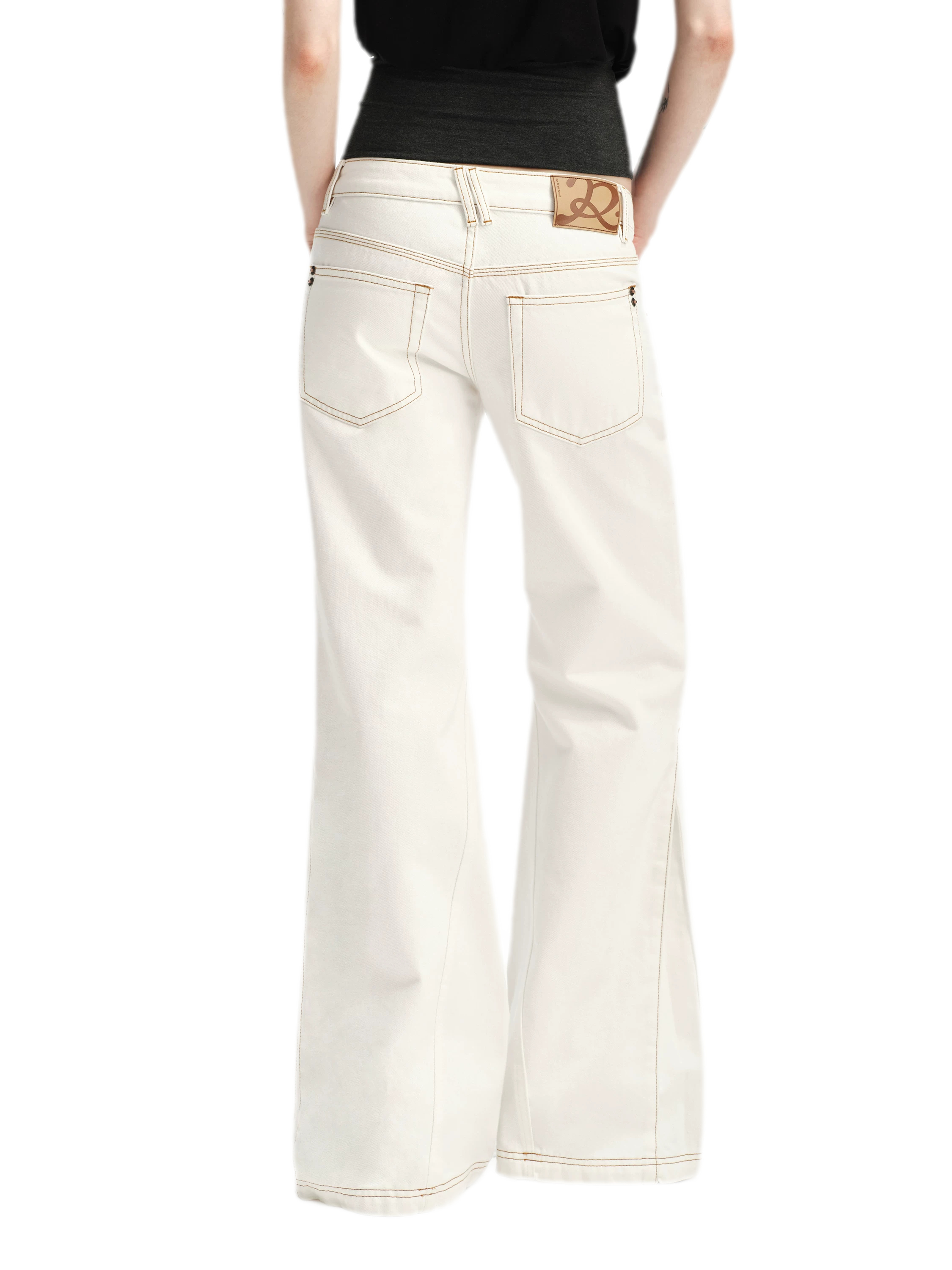 Contrast Stitch Flared Jeans