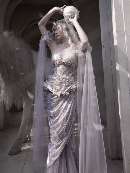 Metallic Draped Mermaid Skirt Set