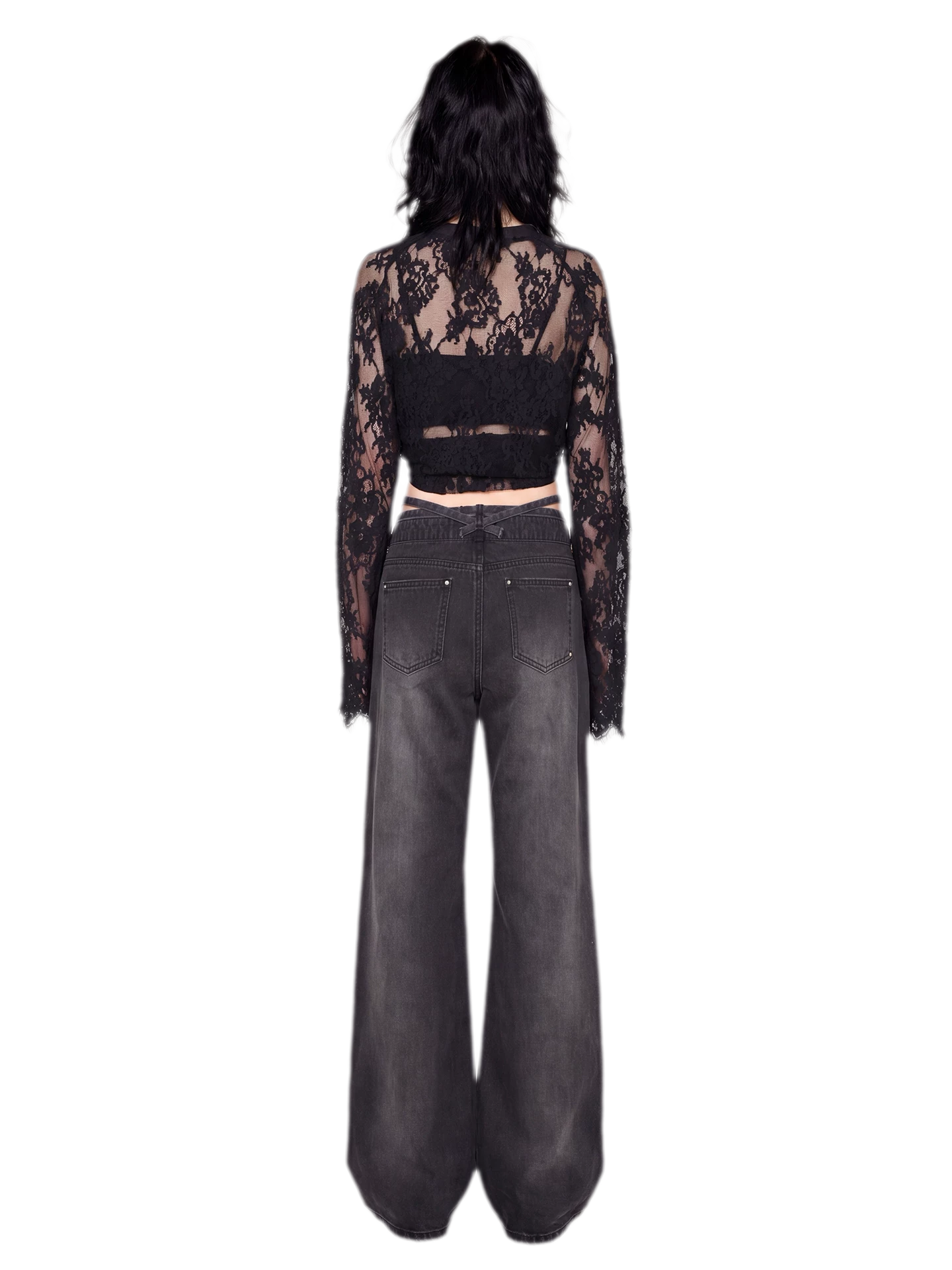 Rhinestone Micro-Flare Cotton Jeans