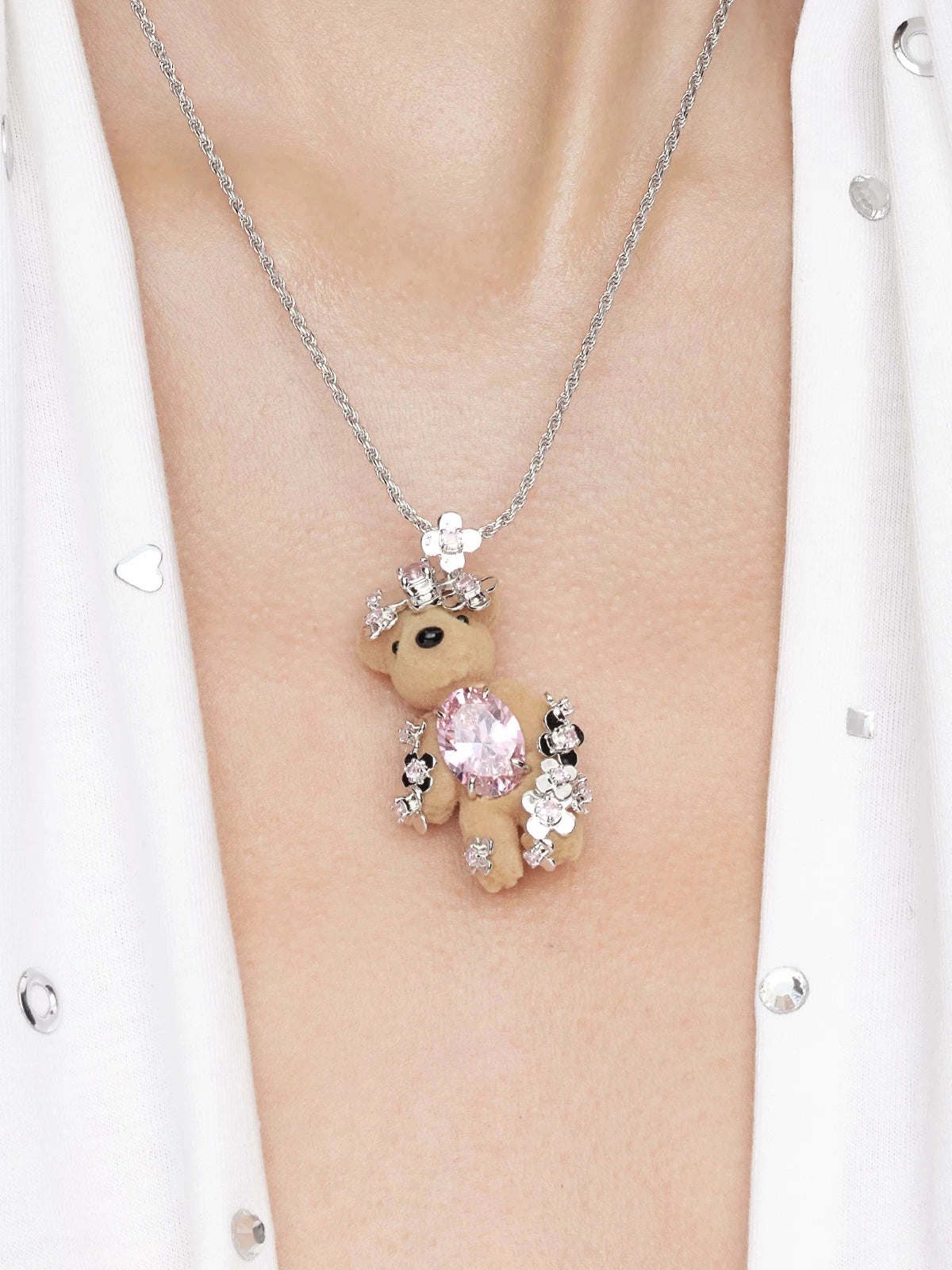 Resin Teddy Bear Pendant Necklace