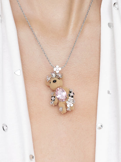 Resin Teddy Bear Pendant Necklace