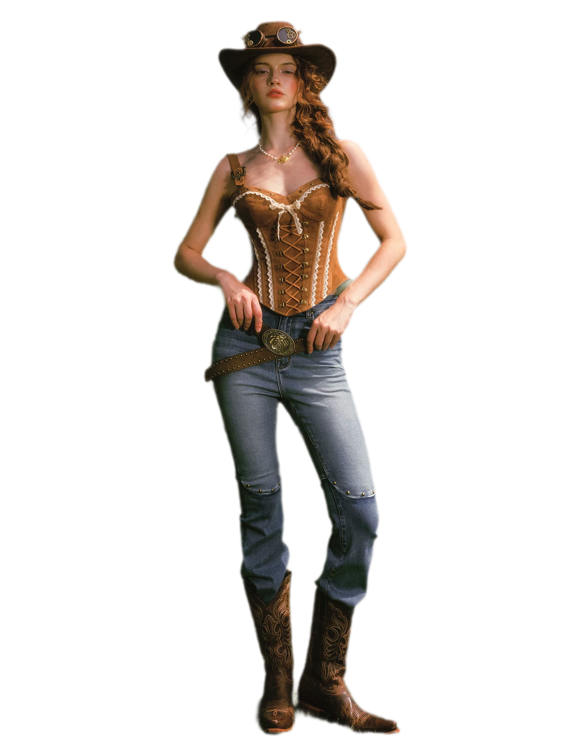 Suede Corset Denim Set