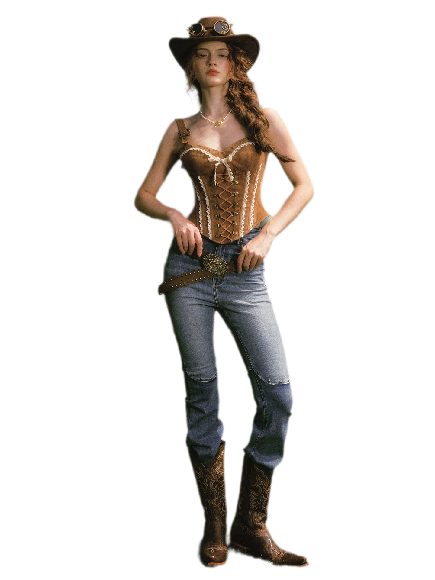 Suede Corset Denim Set
