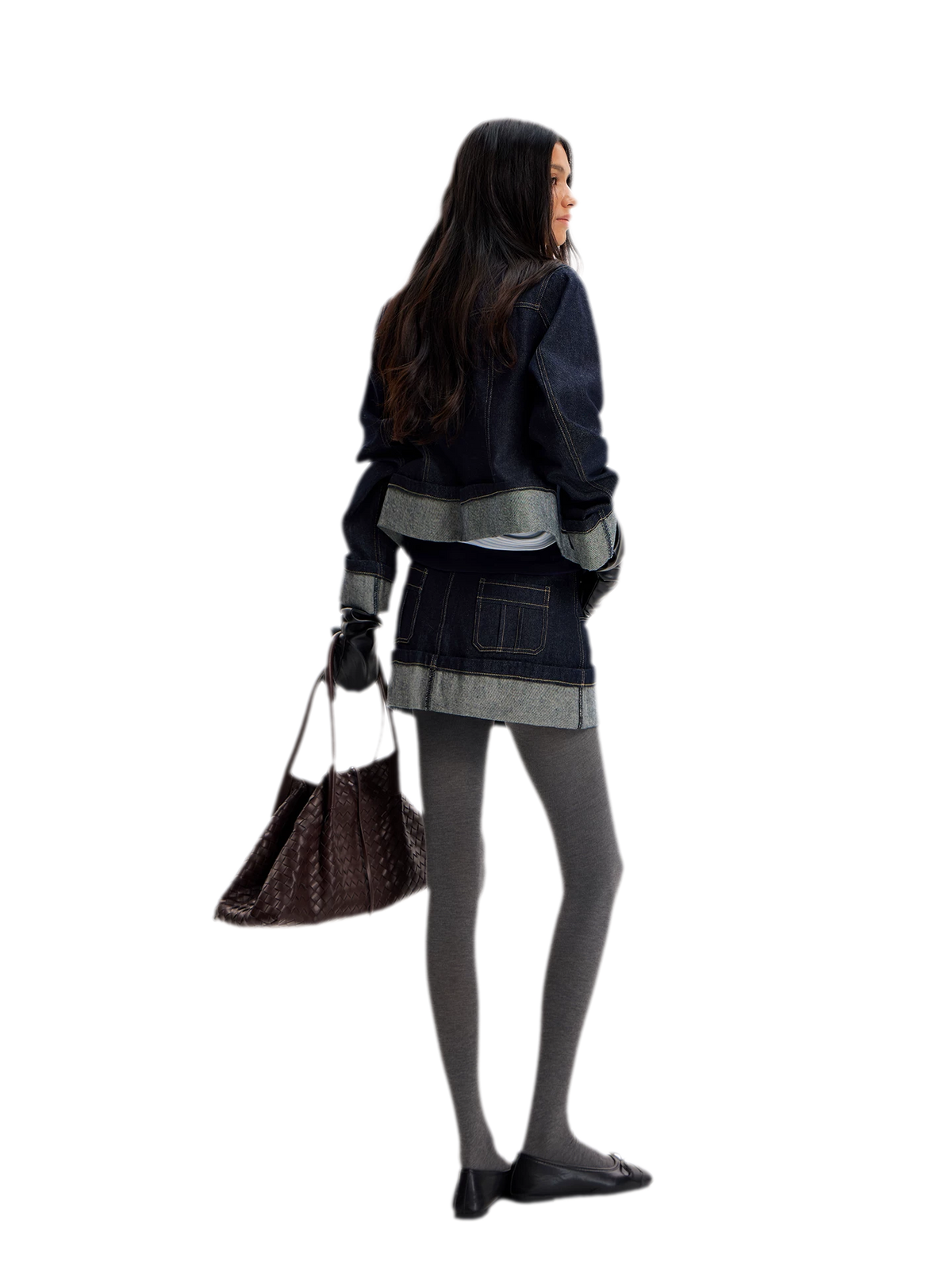 Raw Denim Turn-Up Mini Skirt