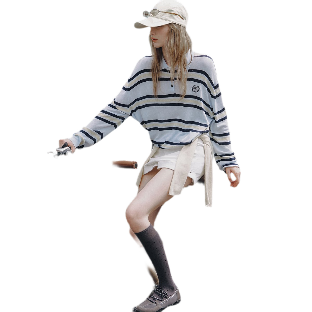 Contrast Striped Embroidered Polo Shirt