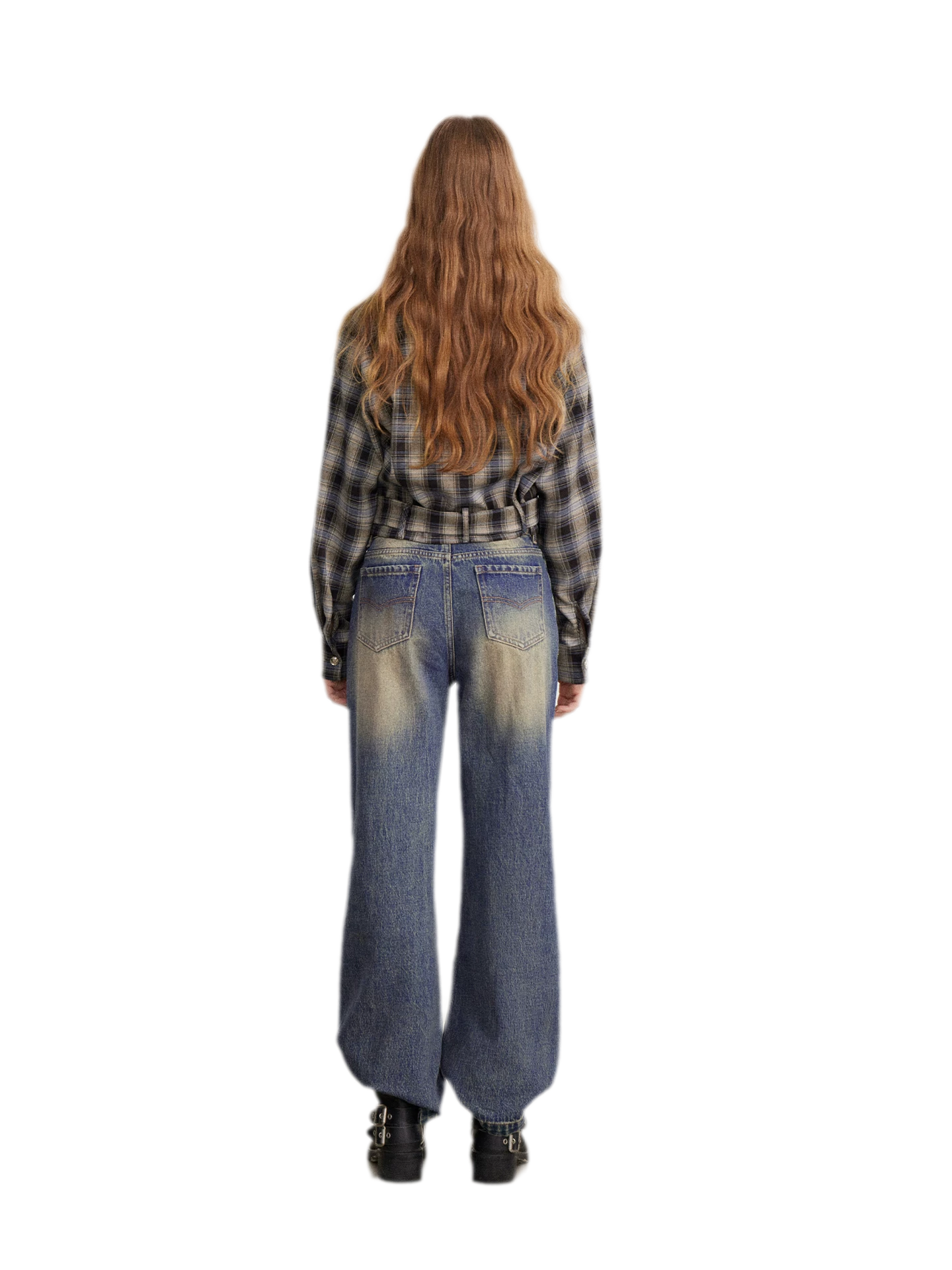 Washed Paint-Splatter Wide-Leg Jeans
