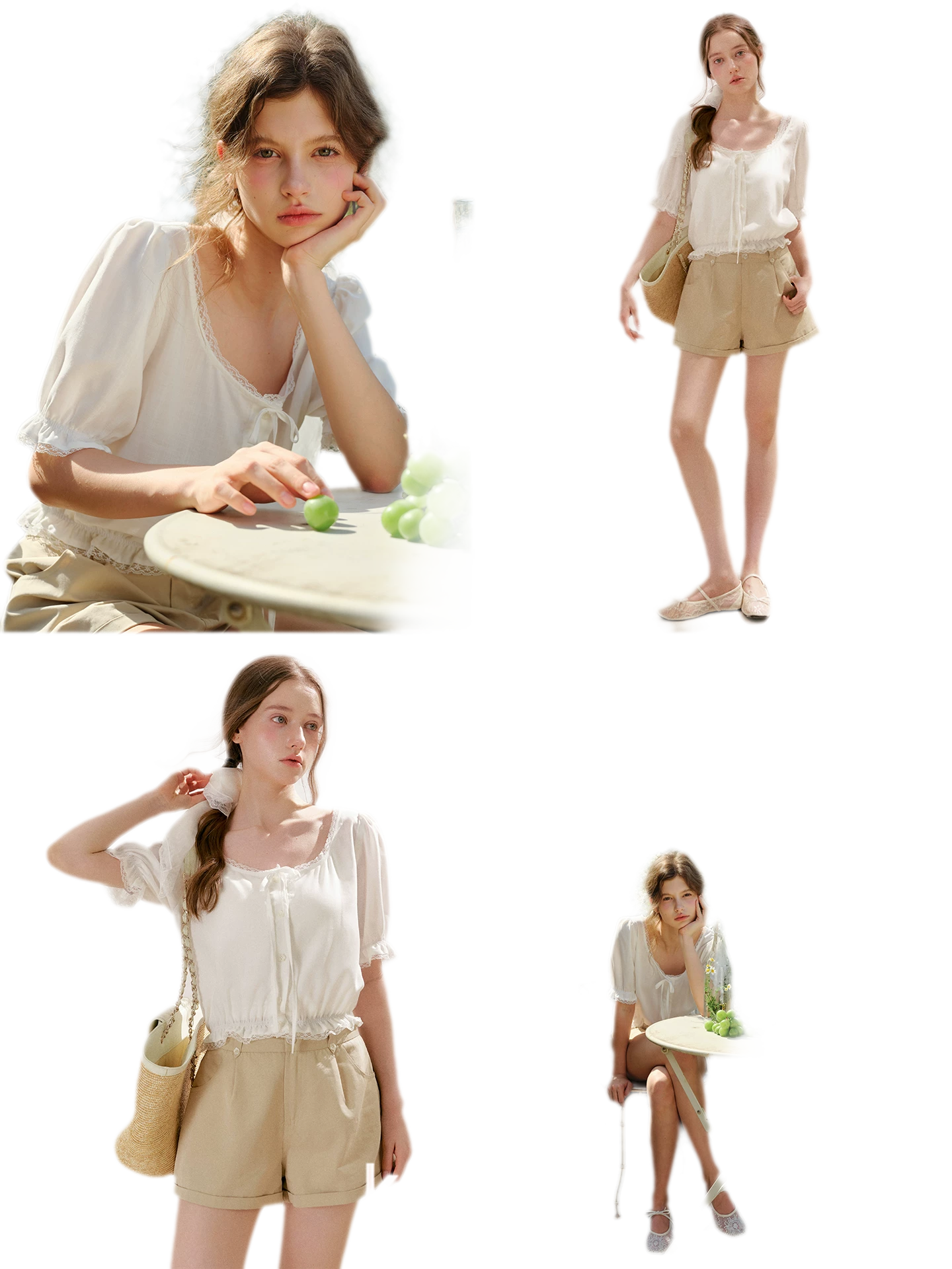 Lace Trim Puff Sleeve T-Shirt