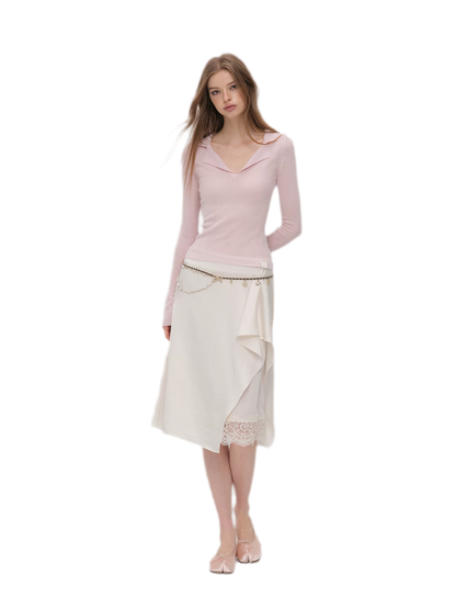 Wool Ribbed Polo Top