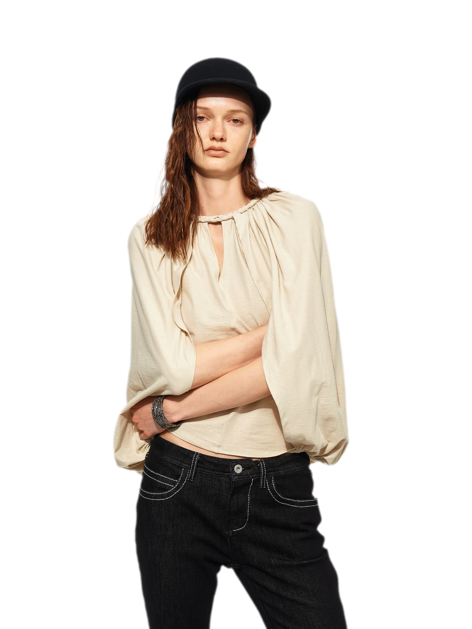 Cotton Cape Sleeve Top