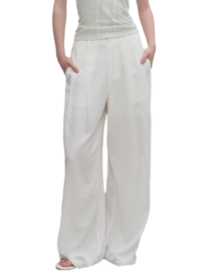 Textured Low-Waist Wide-Leg Trousers