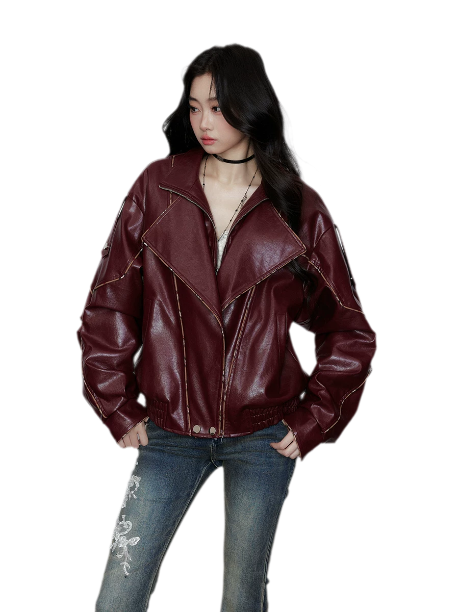 Striped Collar Biker Jacket