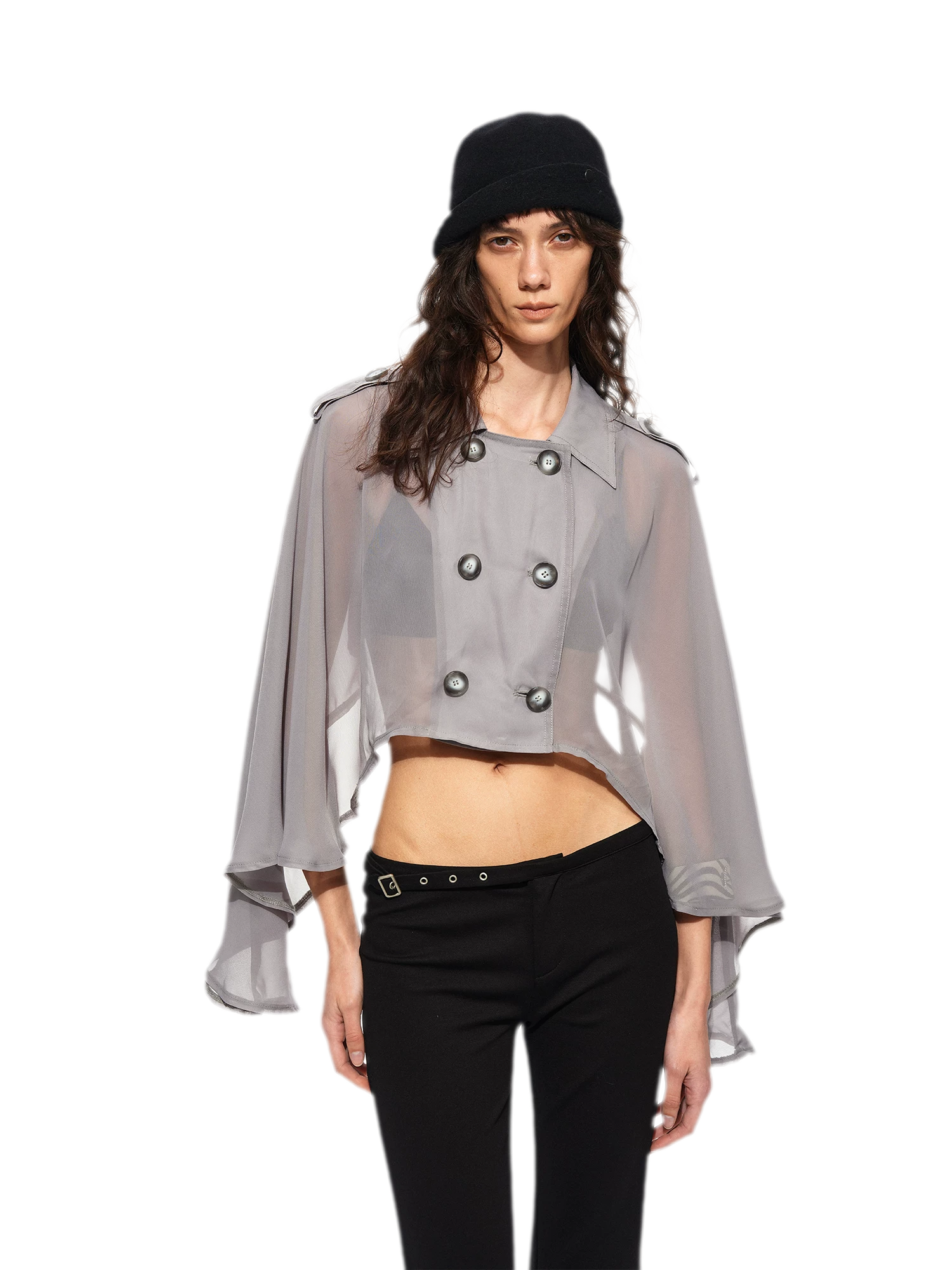Sheer Trench Cape Top