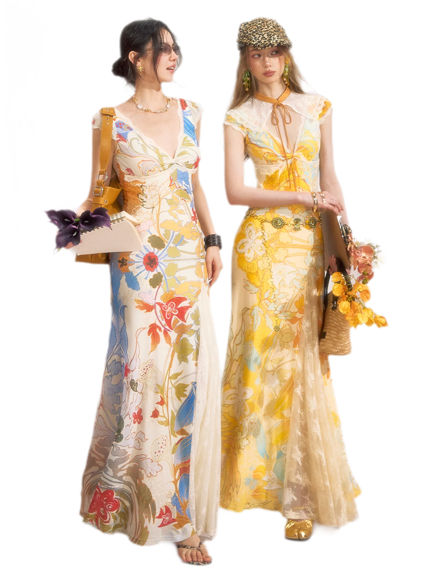 Gold Embroidered Lace Tea Dress