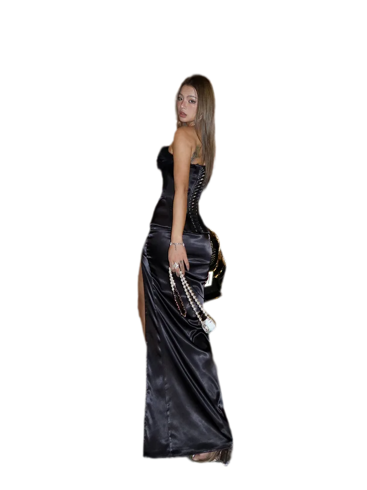 Satin Slit Maxi Dress