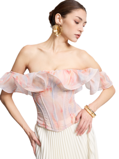 Rainbow Ruffle Corset Bustier