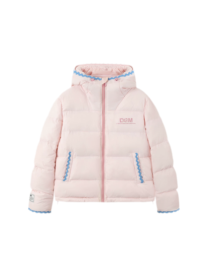 Shell Embroidered Hooded Down Jacket