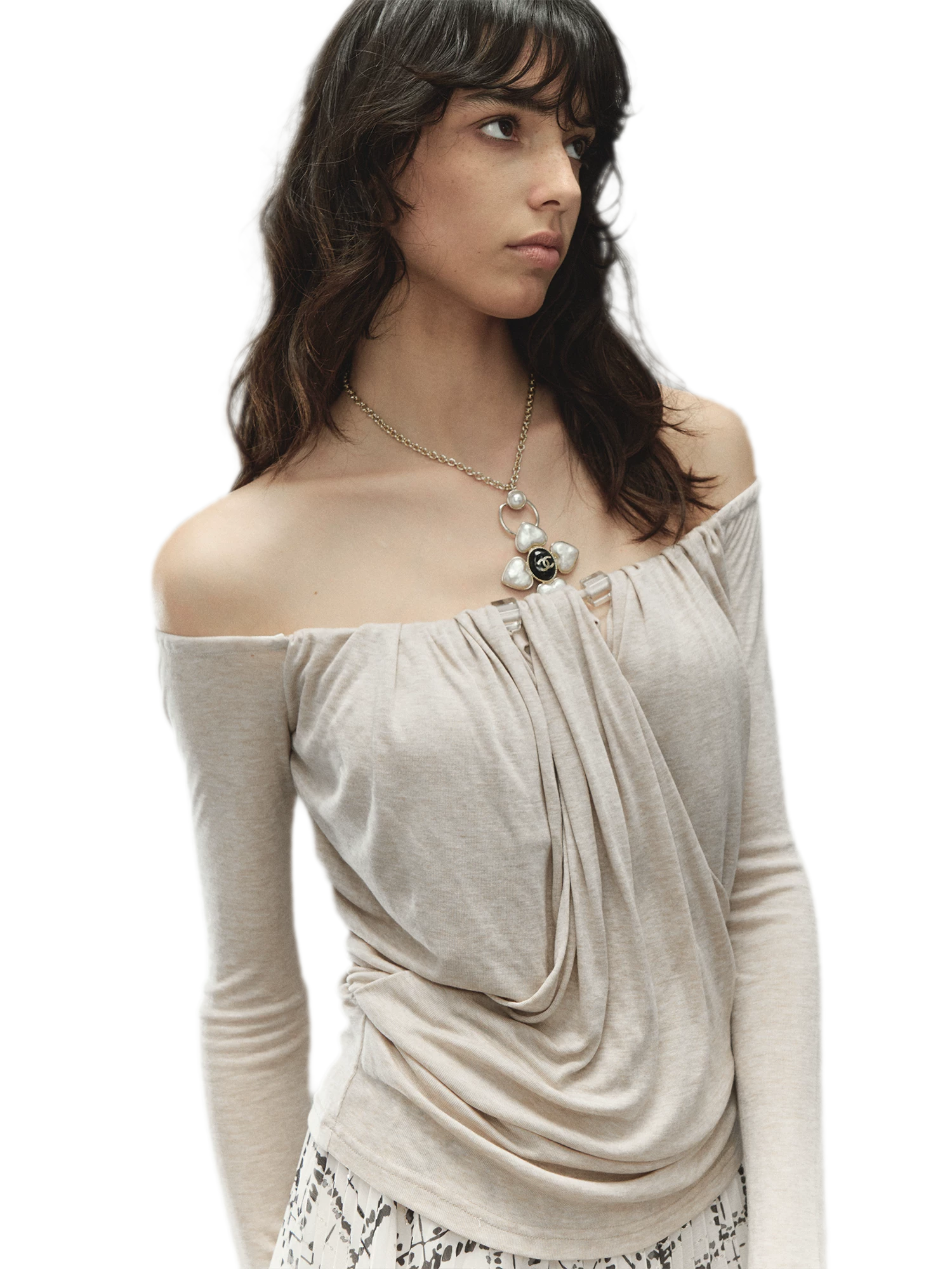Tencel Wool Off-Shoulder Top