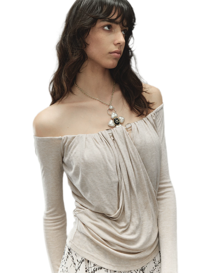 Tencel Wool Off-Shoulder Top