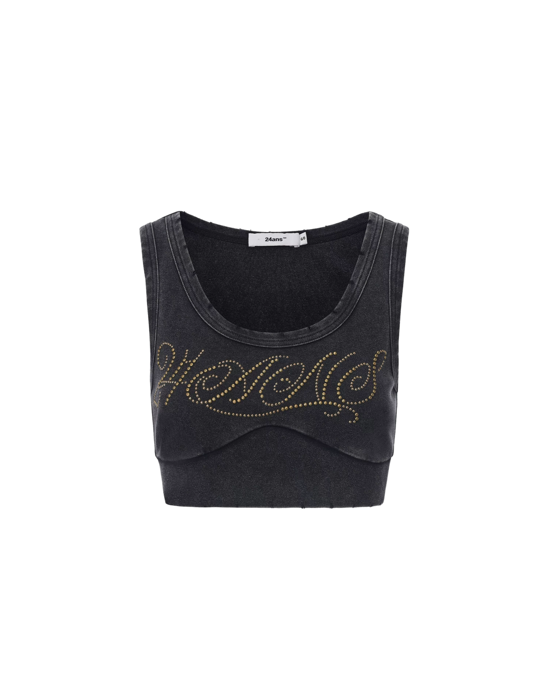 Washed Rhinestone Distressed Tank Top