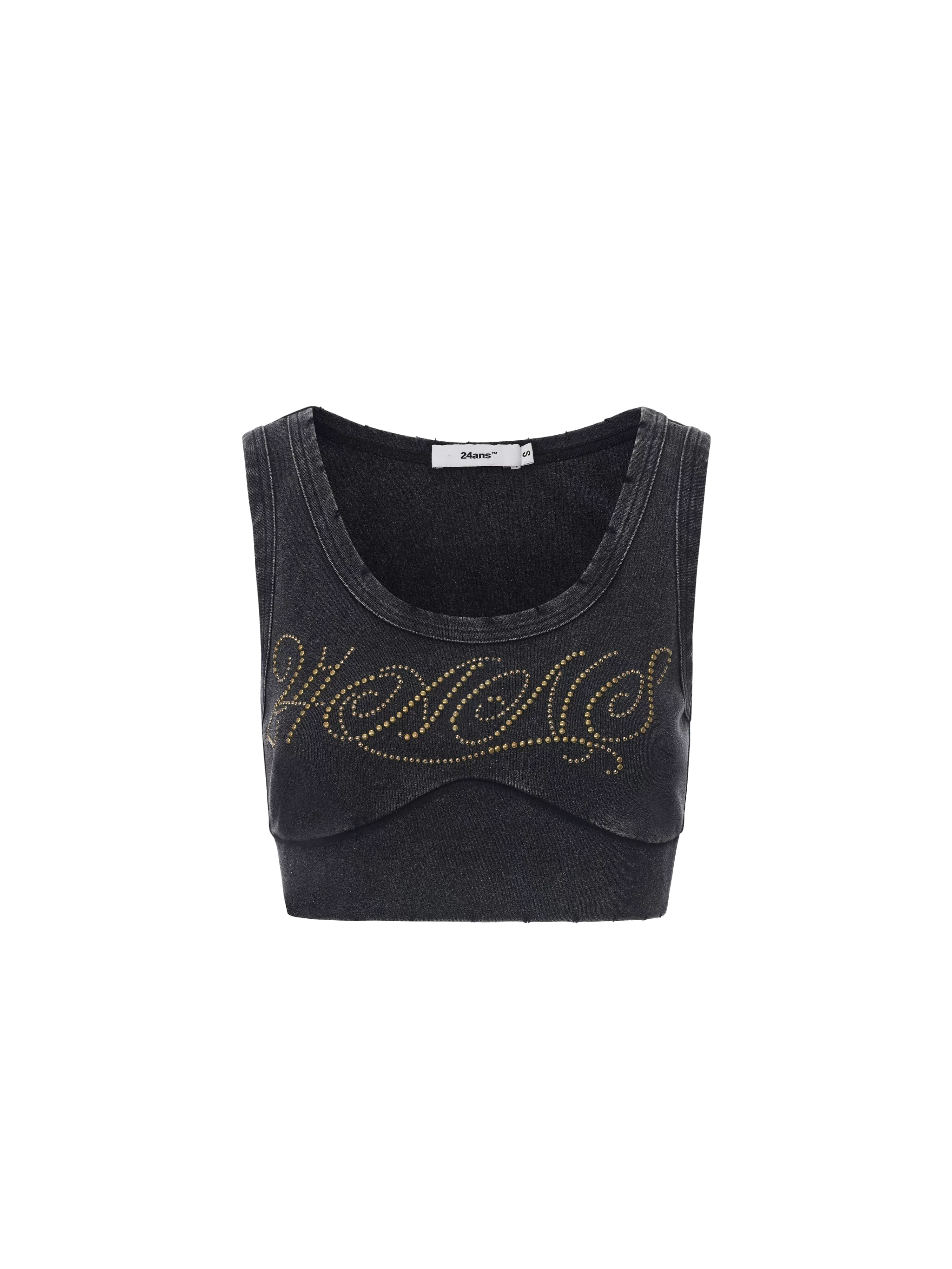 Washed Rhinestone Distressed Tank Top