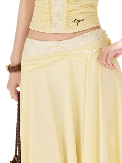 Lace Panel Irregular Skirt