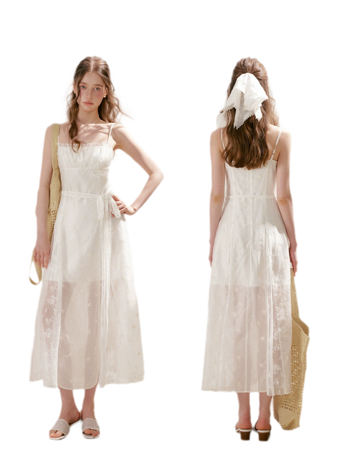 French Embroidered A-line Dress