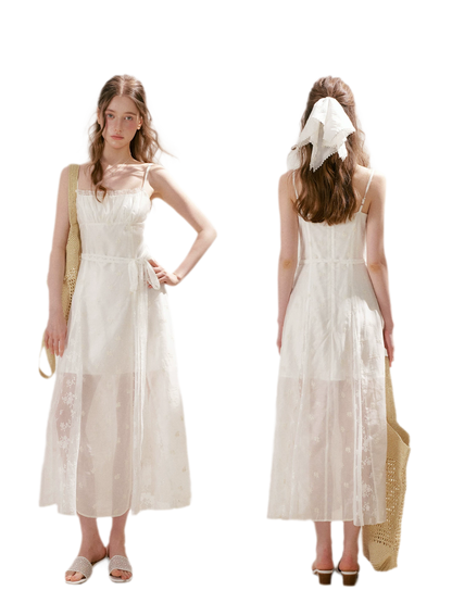 French Embroidered A-line Dress
