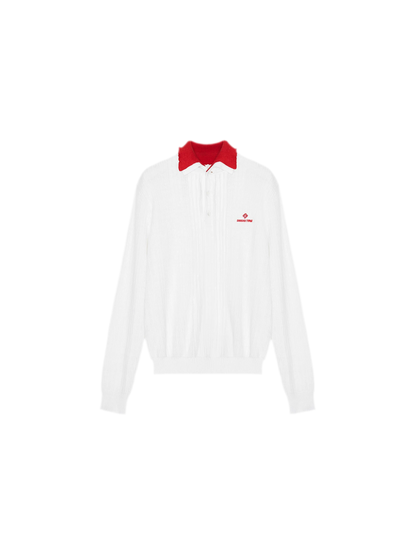 Summer Knit Pullover with Contrasting Collar