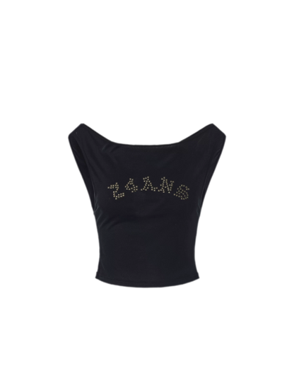 Metal Rhinestone Crop Top
