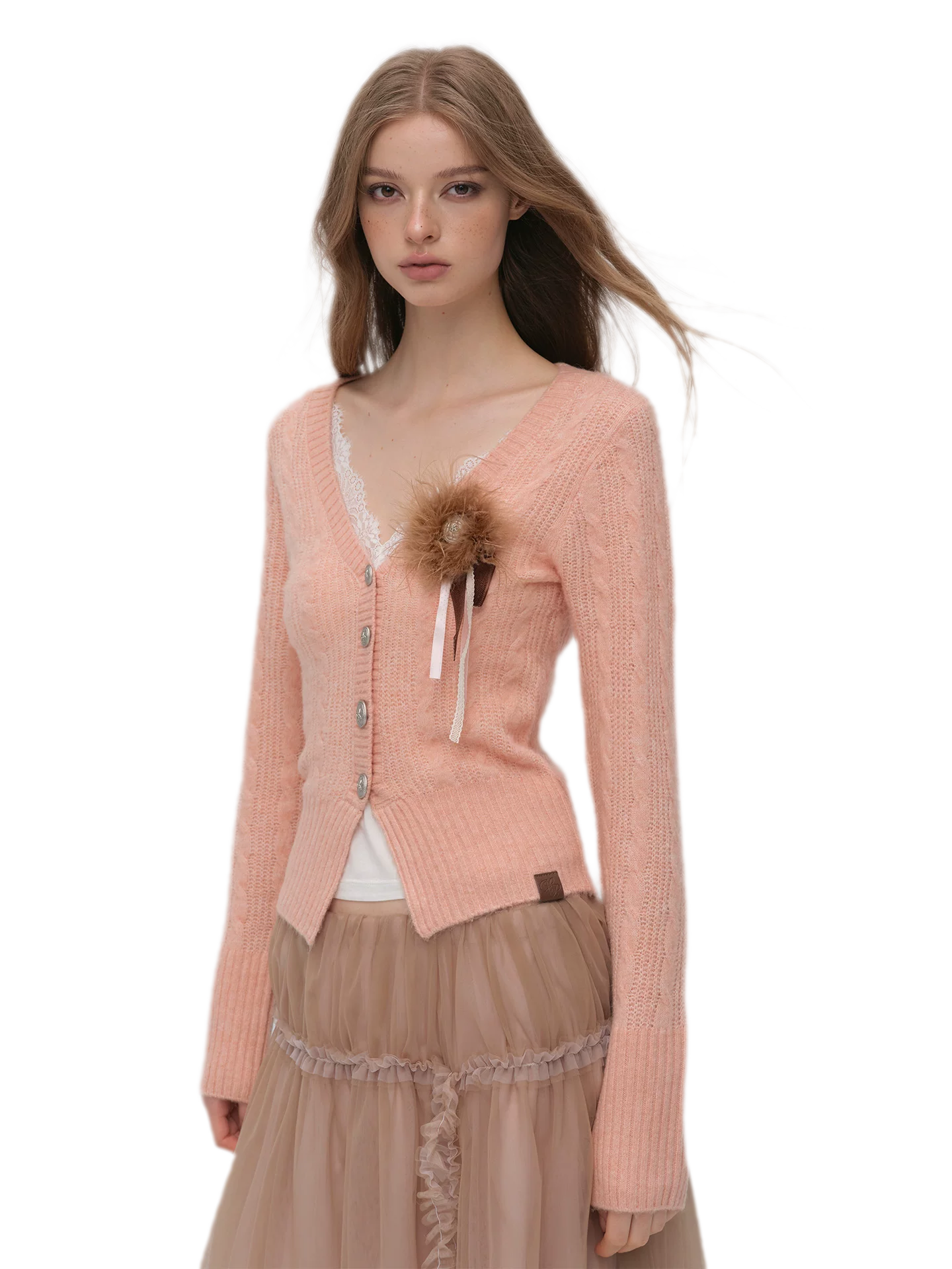 Feather Flower Statement Brooch