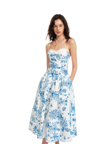 Hand-Drawn Floral Midi Dress