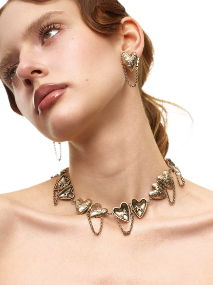 Retro Heart Fringe Necklace