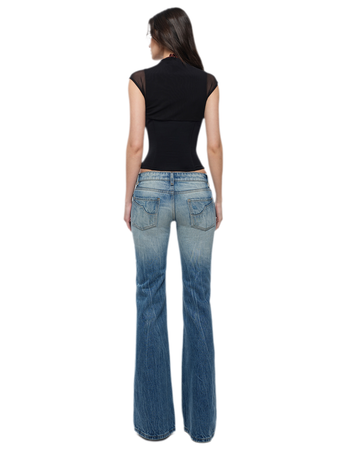 Heavy Wash Wide-Leg Jeans