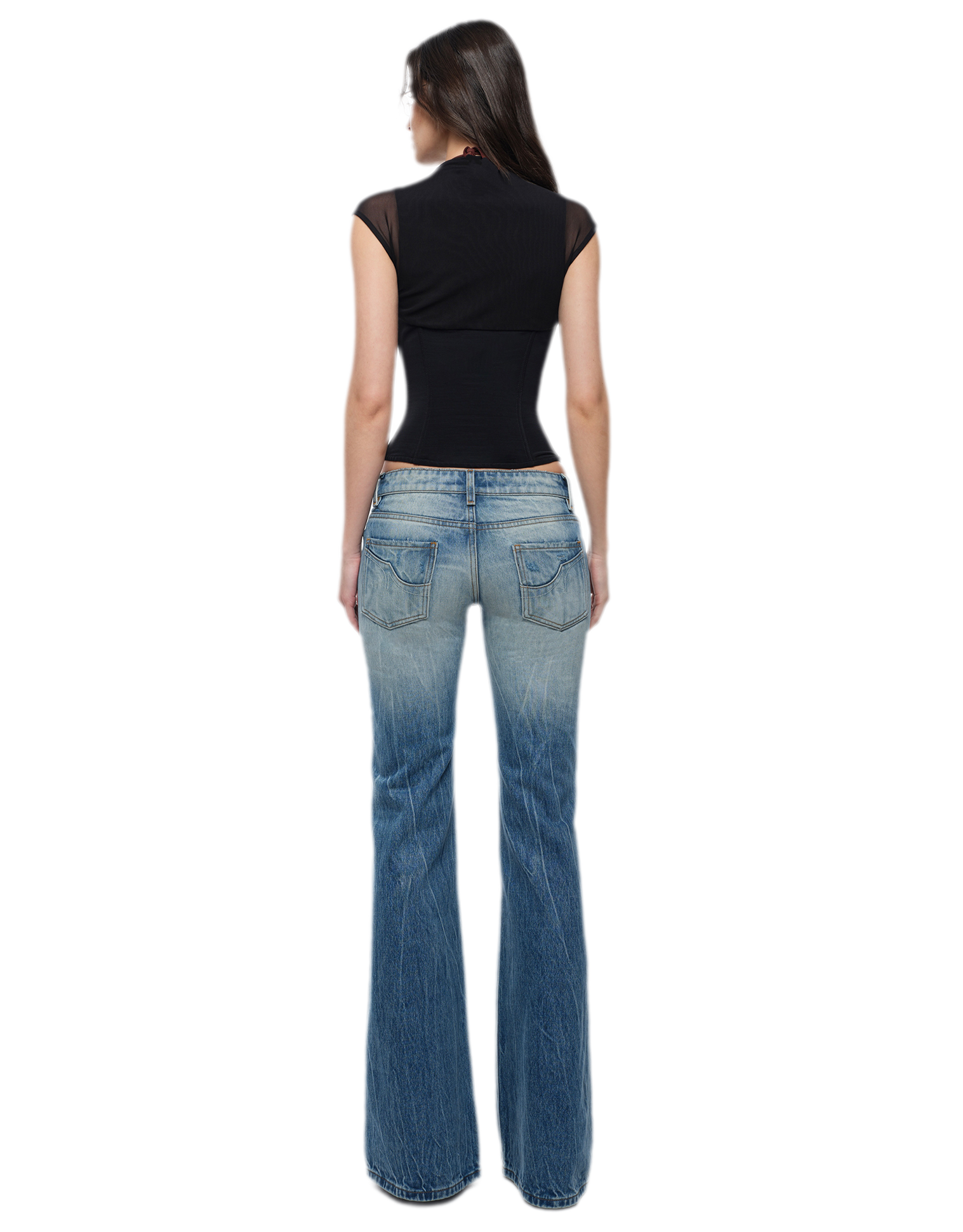 Heavy Wash Wide-Leg Jeans