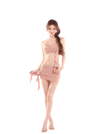 Draped Ruffle Swim Set