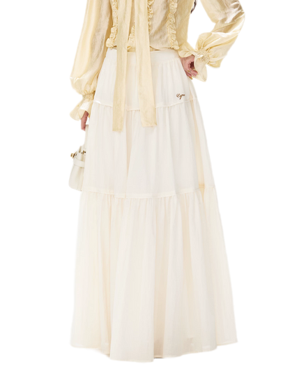 Cotton Tiered A-Line Skirt