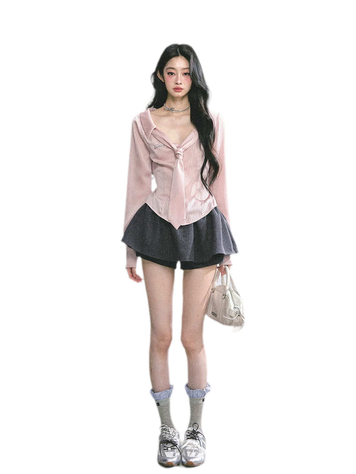 Satin Striped Tie Shirt